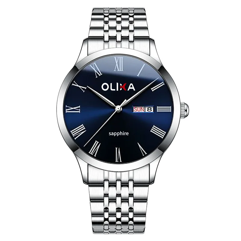 Orologio da uomo Doppio calendario Cinturino da uomo d'affari Orologio al quarzo semplice impermeabile luminoso