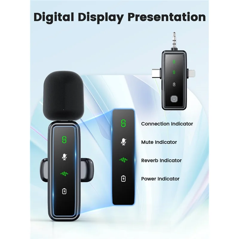 

FEDI-беспроводной петличный микрофон 3 в 1 для камеры Iphone/Android, мини-нагрудный микрофон со светодиодным дисплеем, всенаправленный