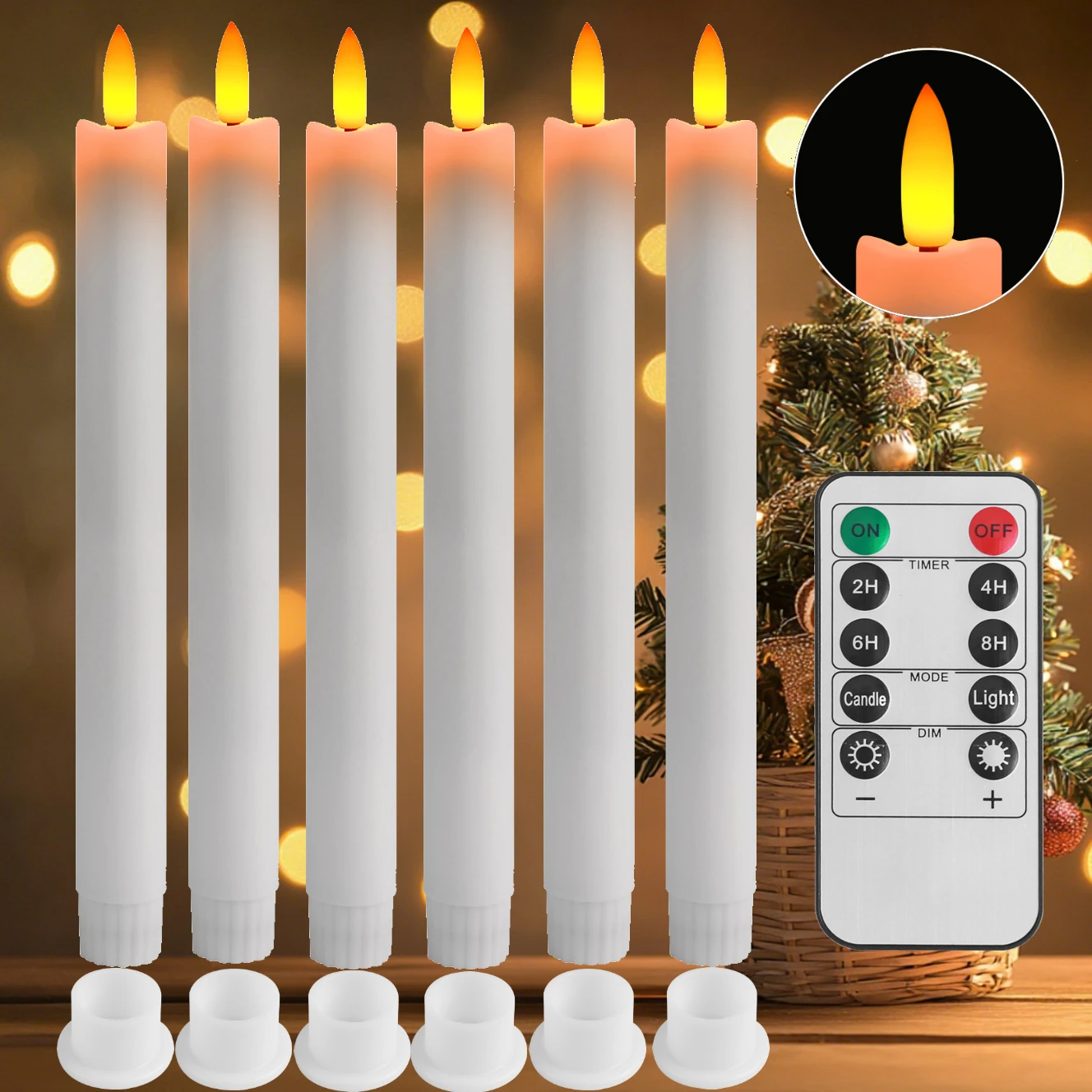 

Беспламенные конические свечи с дистанционным таймером, светодиодные подсвечники на батарейках, мерцающая оконная свеча для рождественского свадебного декора