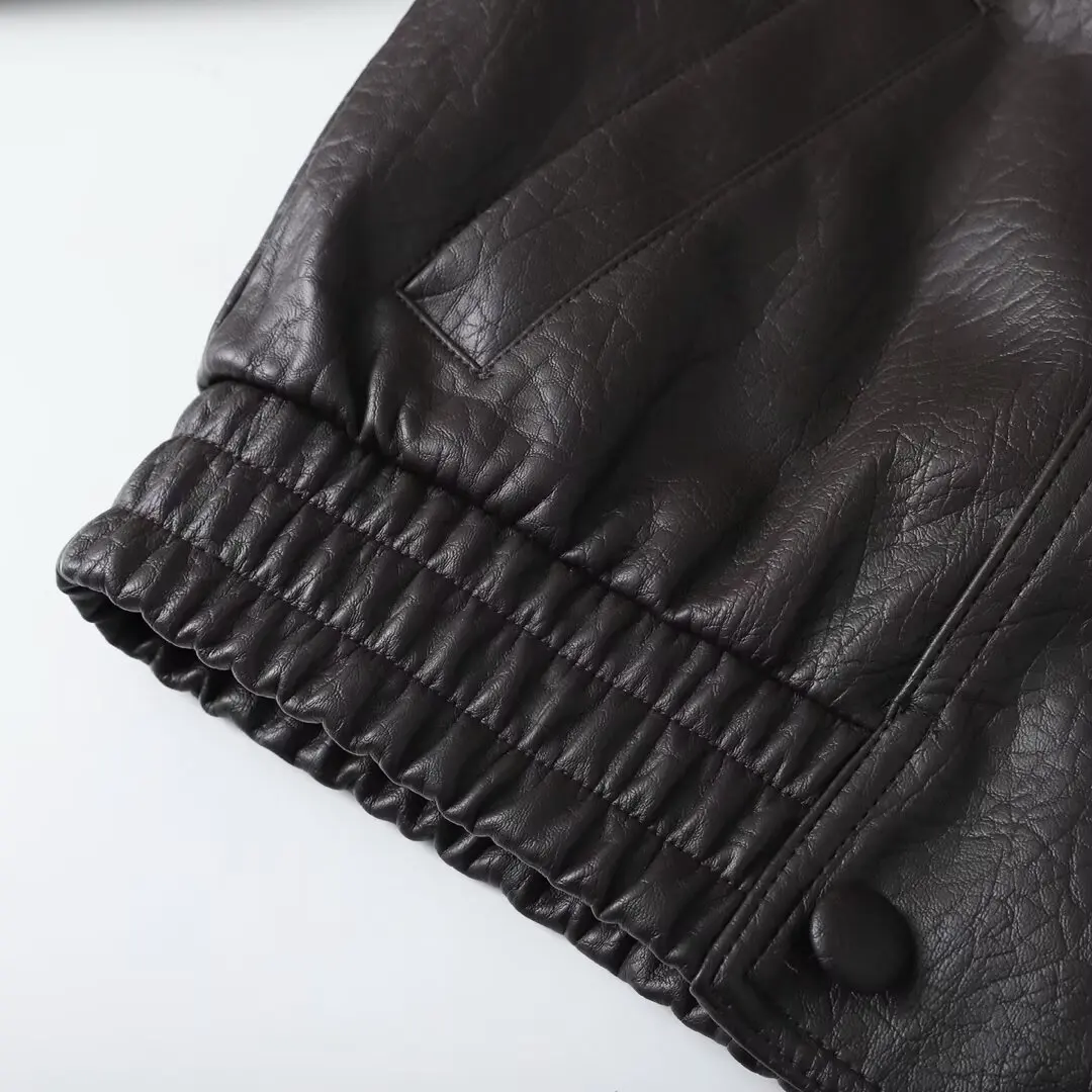 DiYiG WOMAN 2025 Winter New fashion winter new artificial fur detachable neckline imitation leather jacket coat Outerwear Mujer