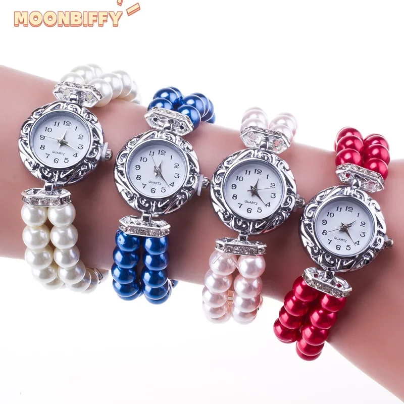 2024 Fashion Luxury Women Watches Pearl Bracelet Dress Quartz Wristwatch Female Jewelry Ladies Clock Relogio Feminino Saat