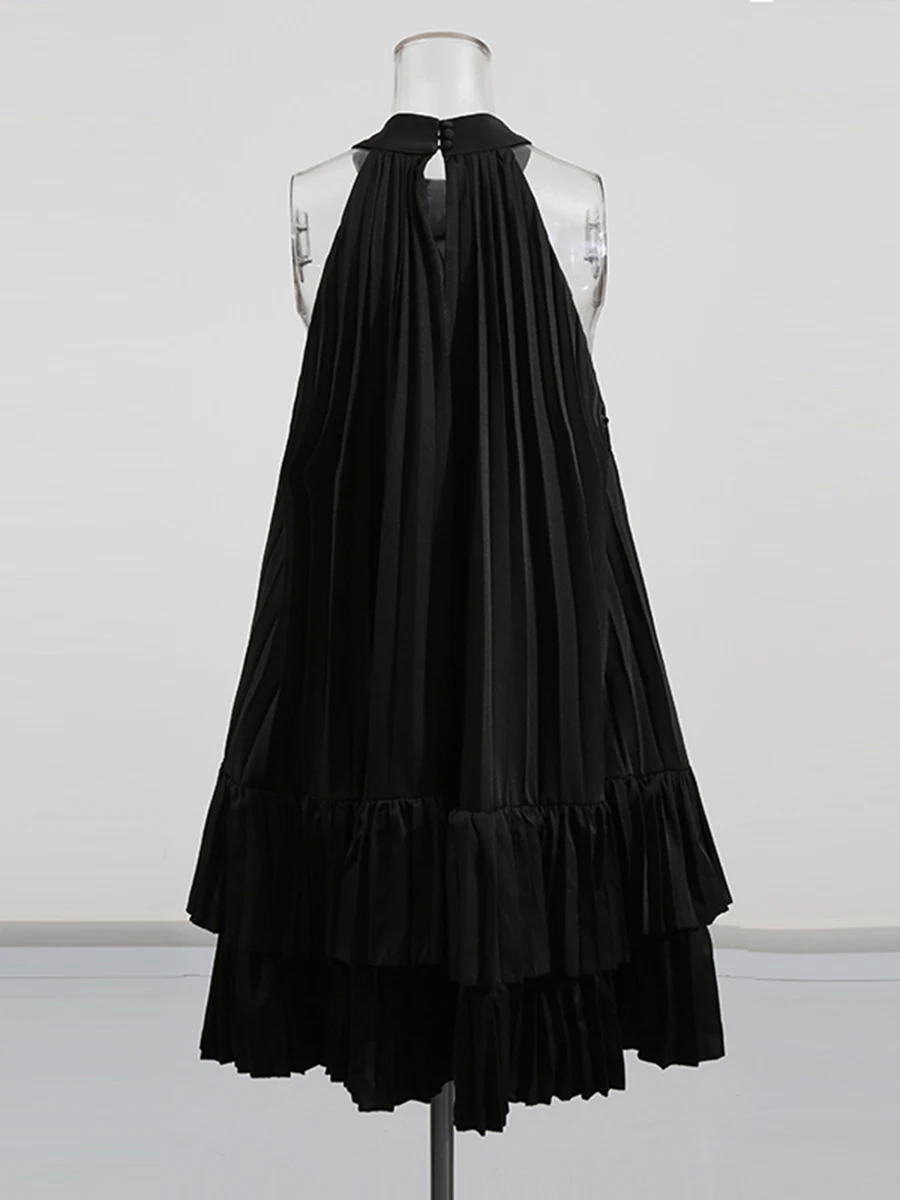 فساتين حفلات صغيرة قابلة للطي من CHICEVER للنساء بدون أكمام بخصر عالٍ فستان نسائي على الموضة