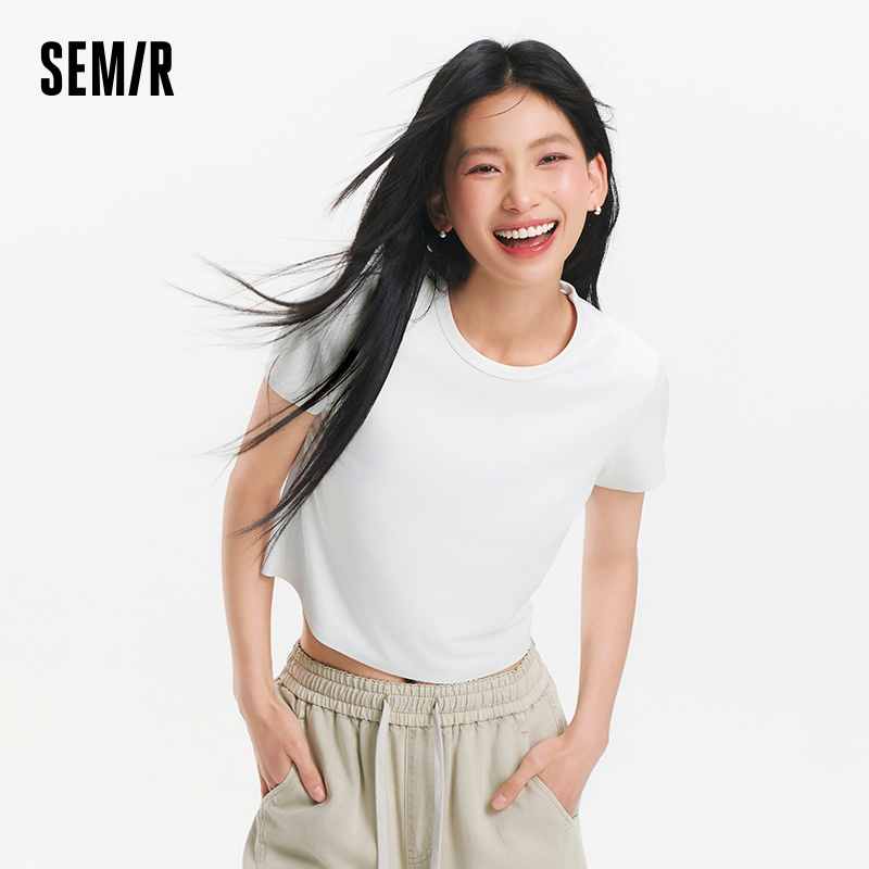  Semir Women Tshirt Moisture Wicking Quick Dry UV Protection Solid Petite 2026 Summer Basic Casual Style Slim Soft Comfy Top 