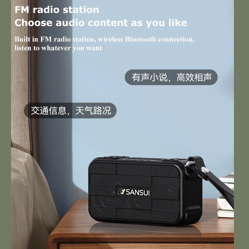 Portable FM Radio LED Display Recorder Wireless Bluetooth Speaker Handsfree Call Music Player Support TF Card U Disk AUX Headset
