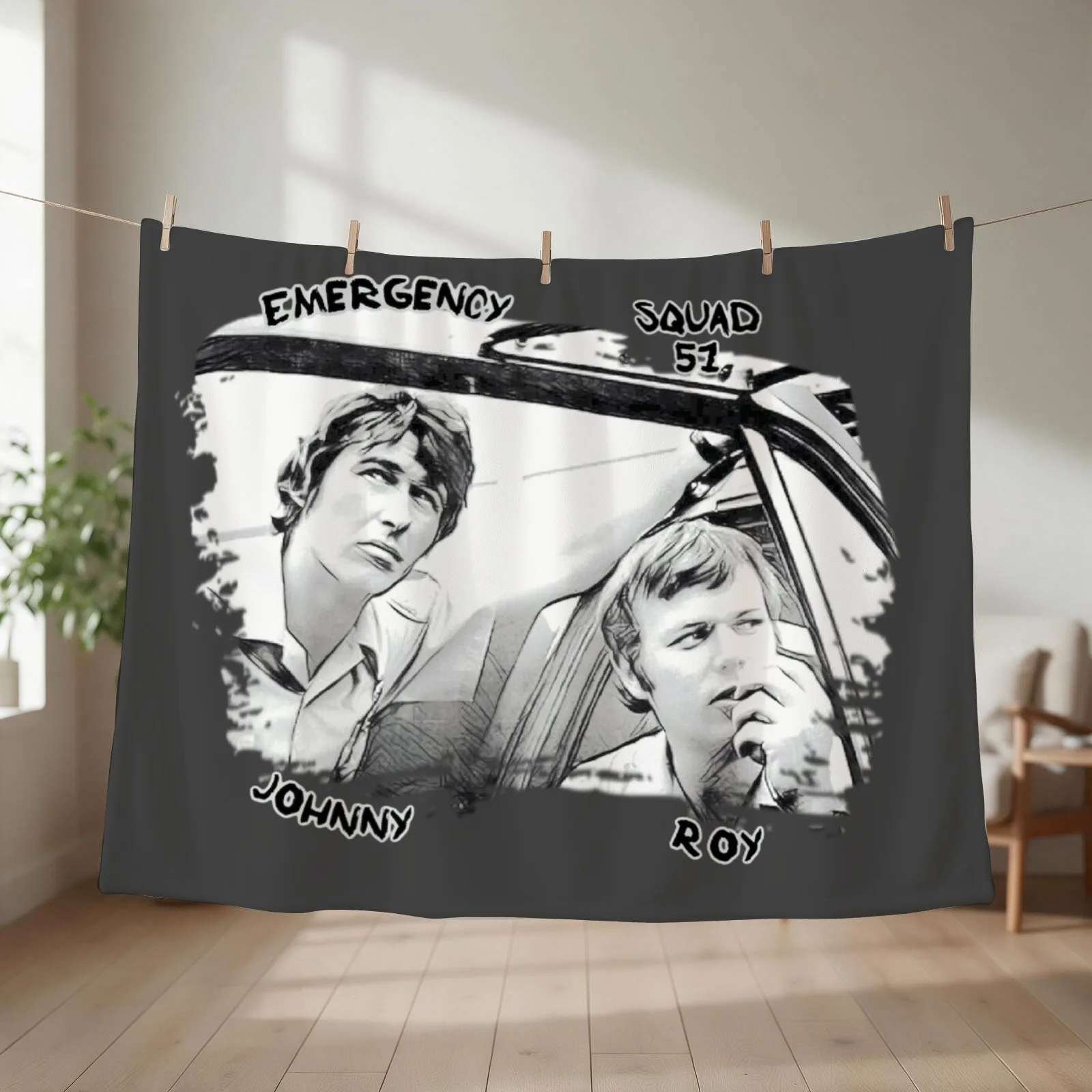 Emergency TV Show Roy and Johnny Throw Blanket couch cozy soft plush fuzzy picnic outdoor blanket