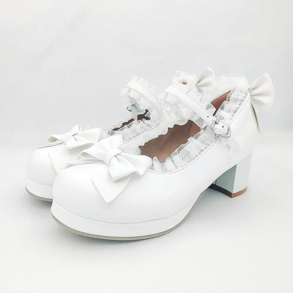 

Sweet Lolita Mary Jane Women's Shoes Bow round Toe Waterproof Platform Chunky Heel Oversized