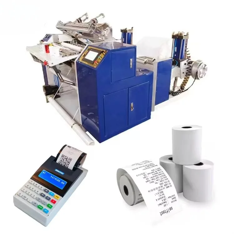 Customized Automatic Thermal Paper Slitting Machine for 30 57 65 75 80mm Cash Register Coreless Thermal Paper Rewinding Machine