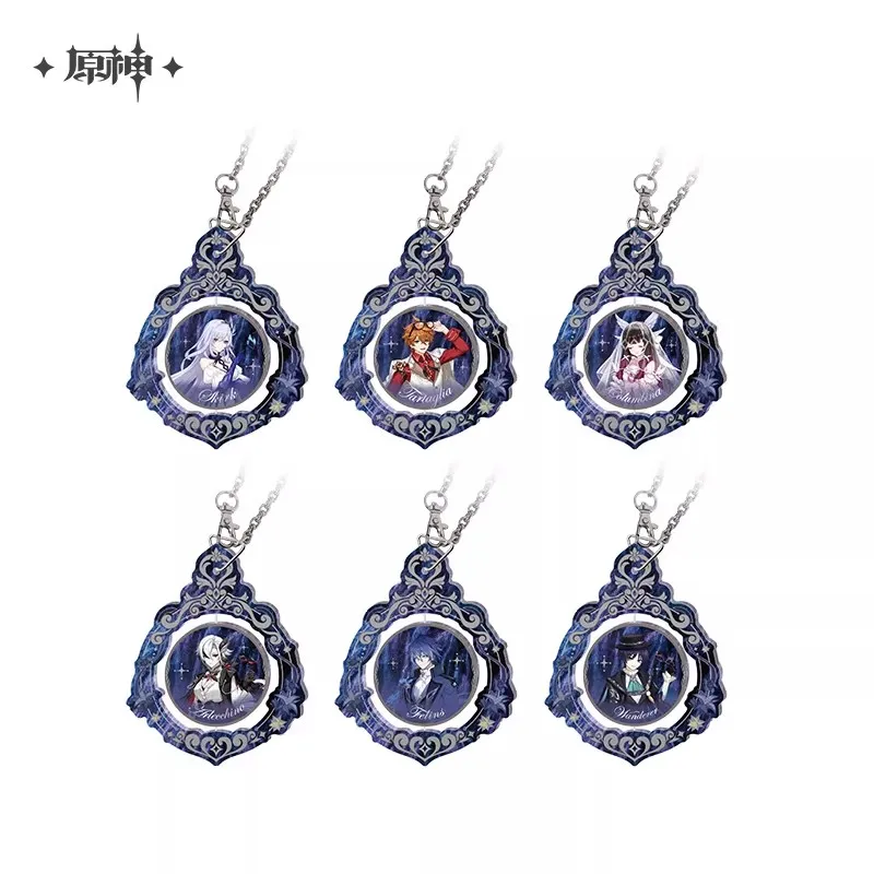 [Genuine] miHoYo Game Genshin Impact Wanderer Tartaglia Flins Skirk Rotating Pendant Anime Keychain Accessory Cosplay Xmas Gifts