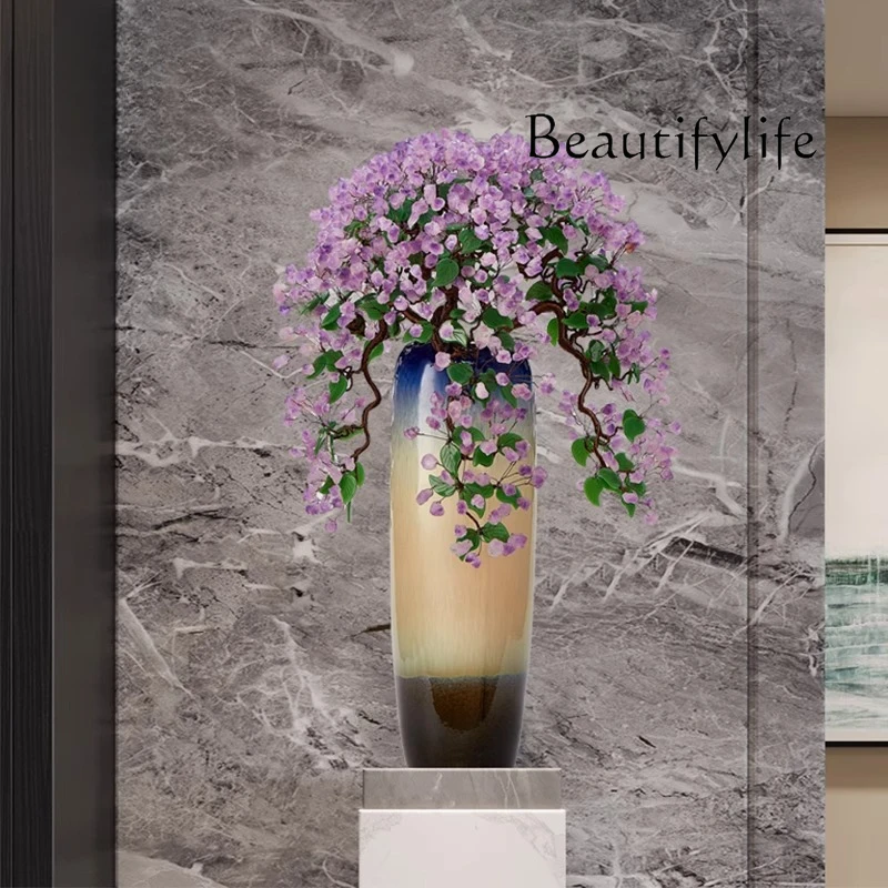 

Amethyst large floor-to-ceiling ceramic vase villa sales department living room entrance staircase aisle light luxury lucky