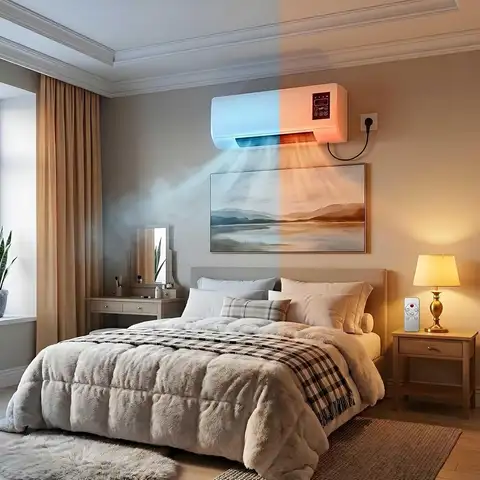 Wall Mounted Air Conditioner Ductless Mini Split Ac/Heating System with Touch Control 2 in 1 Ptc Fast Heating Wall Ac Unit No Window Heater Combo for Bedroom Kitchen Rv(White)