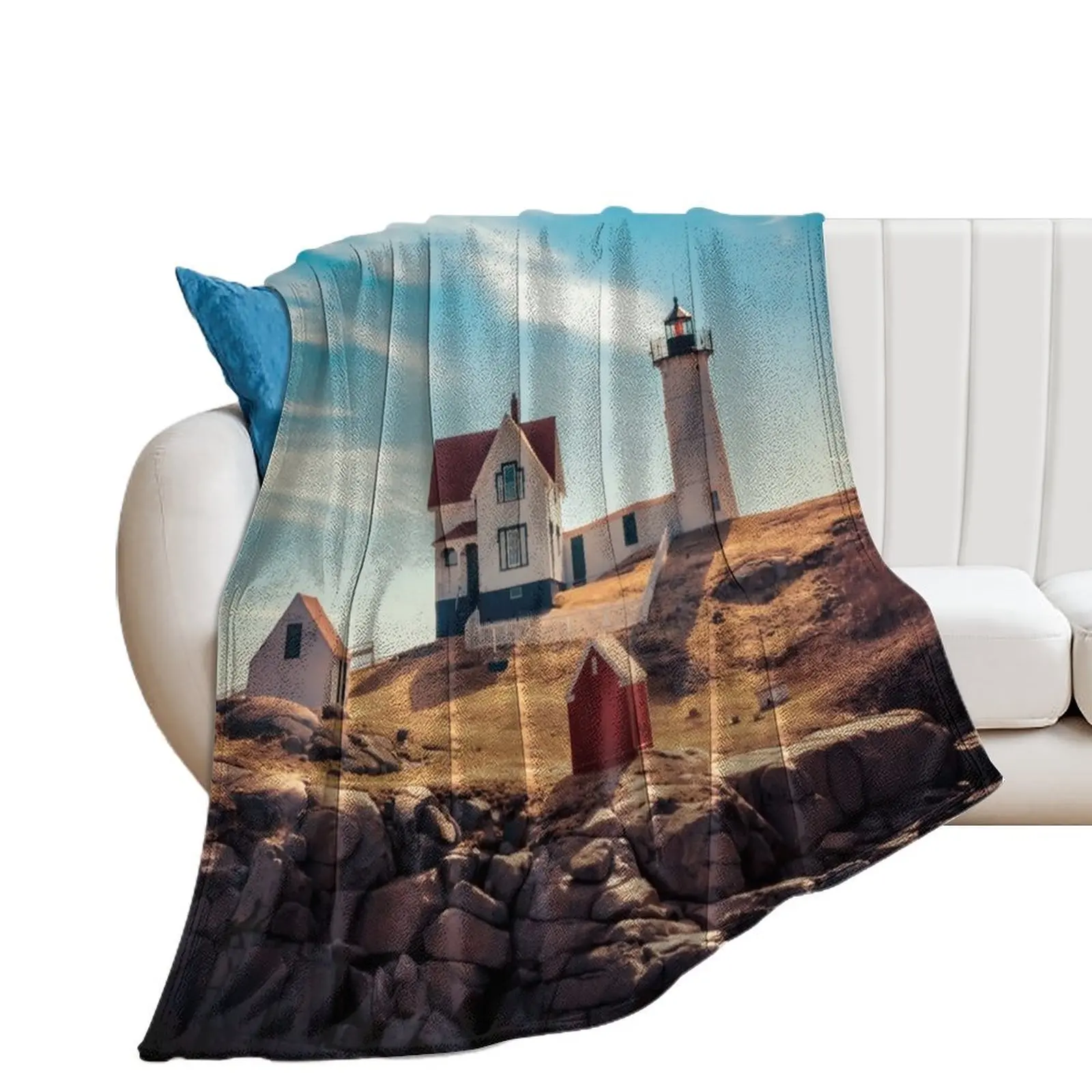 Cape Neddick Nubble Lighthouse Throw Blanket Blankets For Bed Softest Blankets