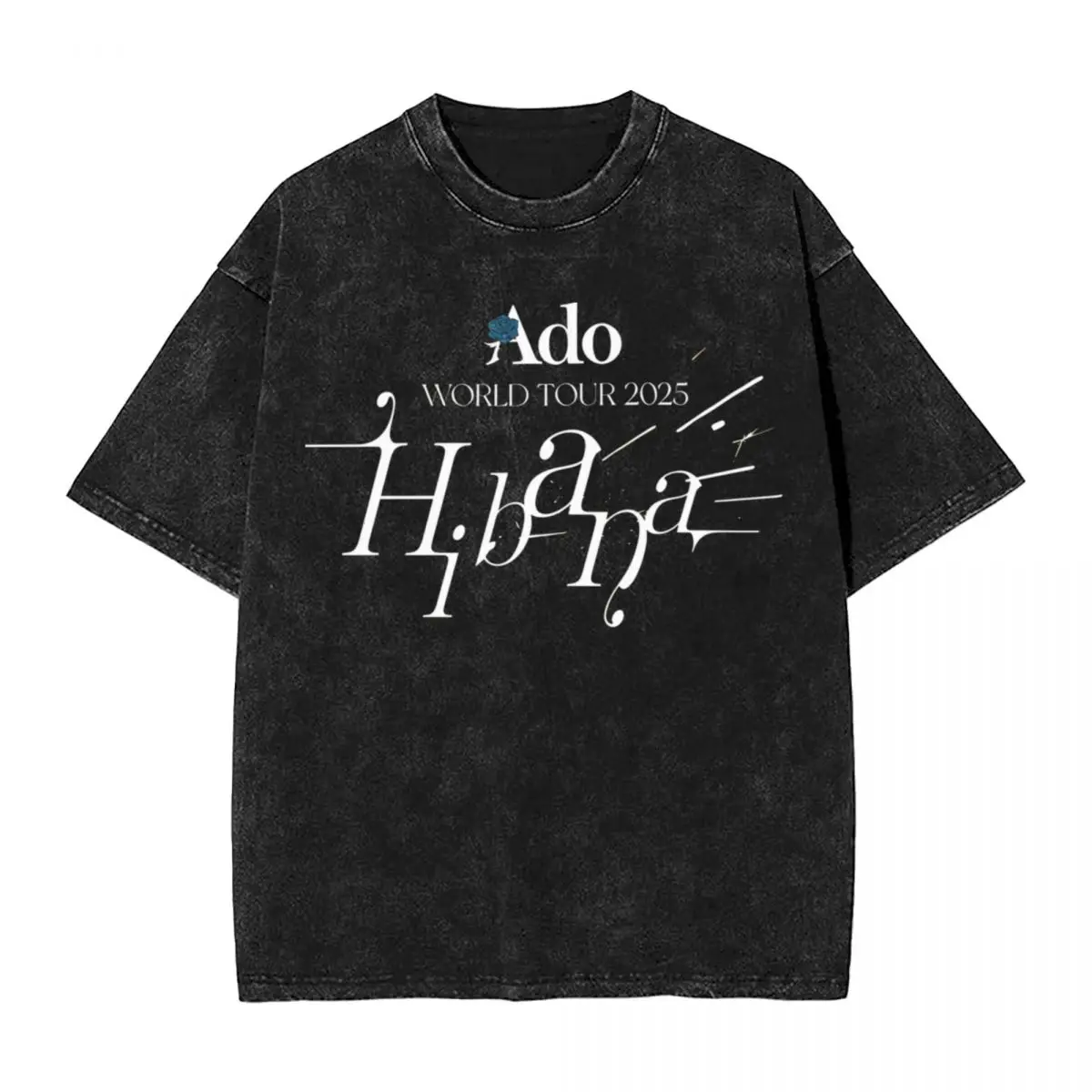 Washed T Shirts Ado World Tour 2025 Vintage T-Shirt Harajuku Goth Rose Streetwear 100% Cotton Summer Tops Tee Shirt Men Women