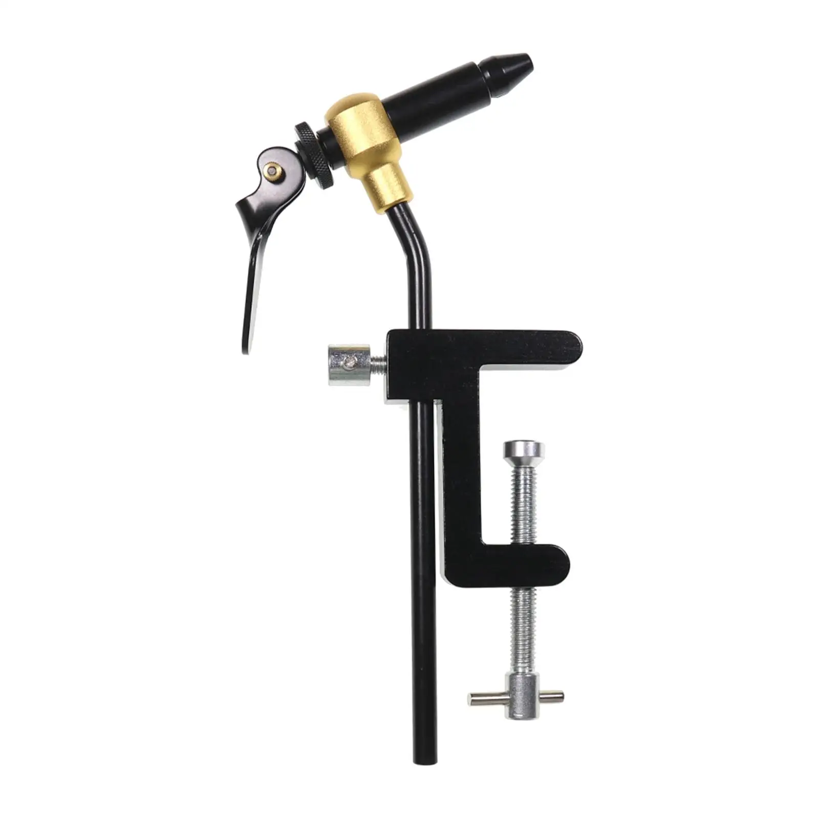 Fly Tying Vise Tool with Adjustable Rotary Action and C Clamp for Secure Hook Holding While Tying