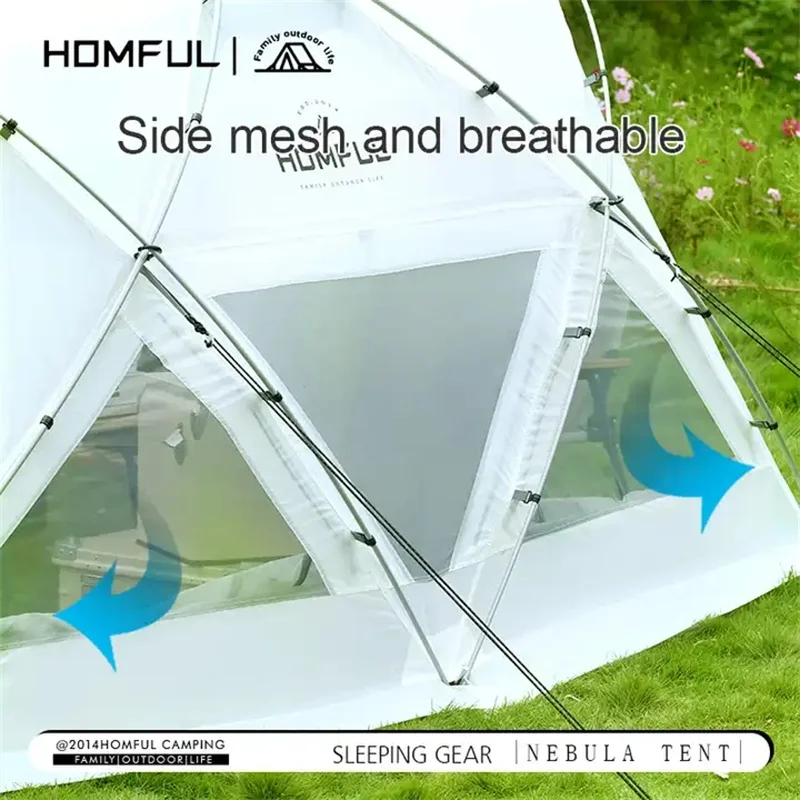 Imagem -05 - Homful-malha Respirável Outdoor Camping Tent Tecido Xadrez Grande Espaço Tenda Nebulosa 210t Nova Chegada