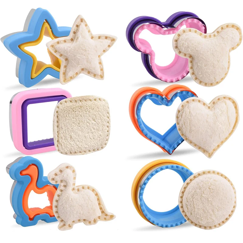 2Pcs Sandwich Cutters Cookie Mold Heart Dinosaur Shape Bread Cutter Sandwich Maker Kitchen Tools Sandwich Cutter Sealer for Kids