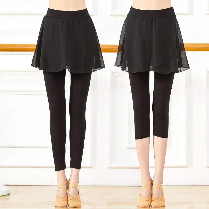 Classical Dance Basic Practice Nine-point Pants Adult Latin Dance Gauze Skirt Pants Training