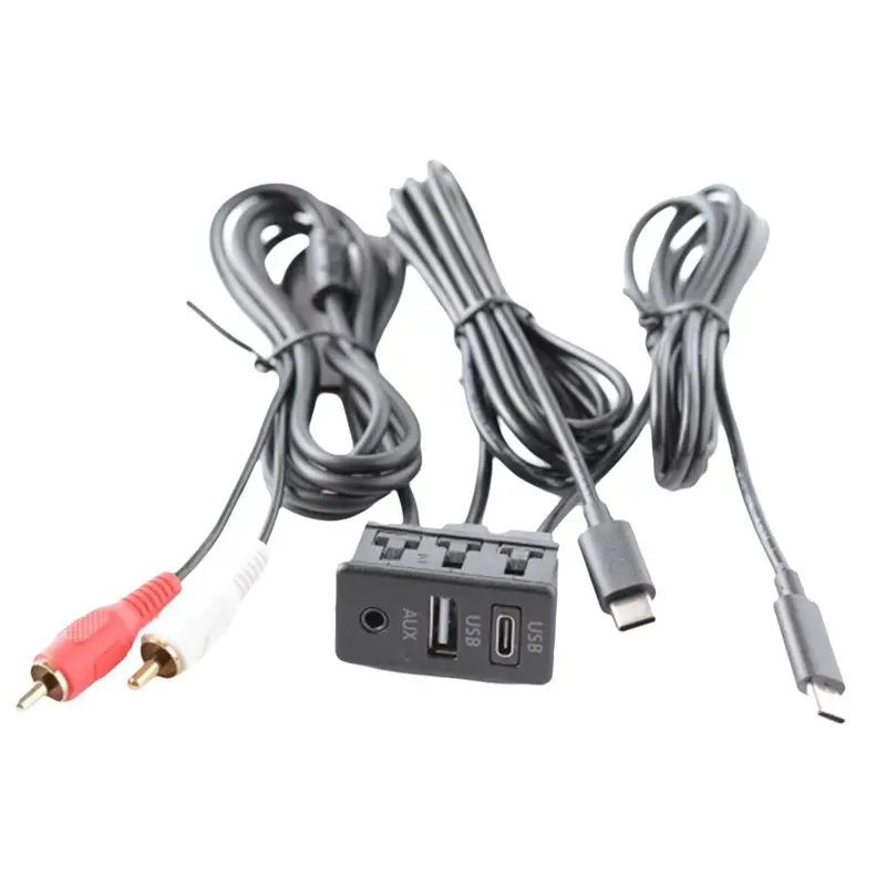 NEW HOT In Stock-Car Android Navigation Machine AUX Panel TYPE-C+RCA Input Double USB+AUX Interface Panel Extension Cable Adapte