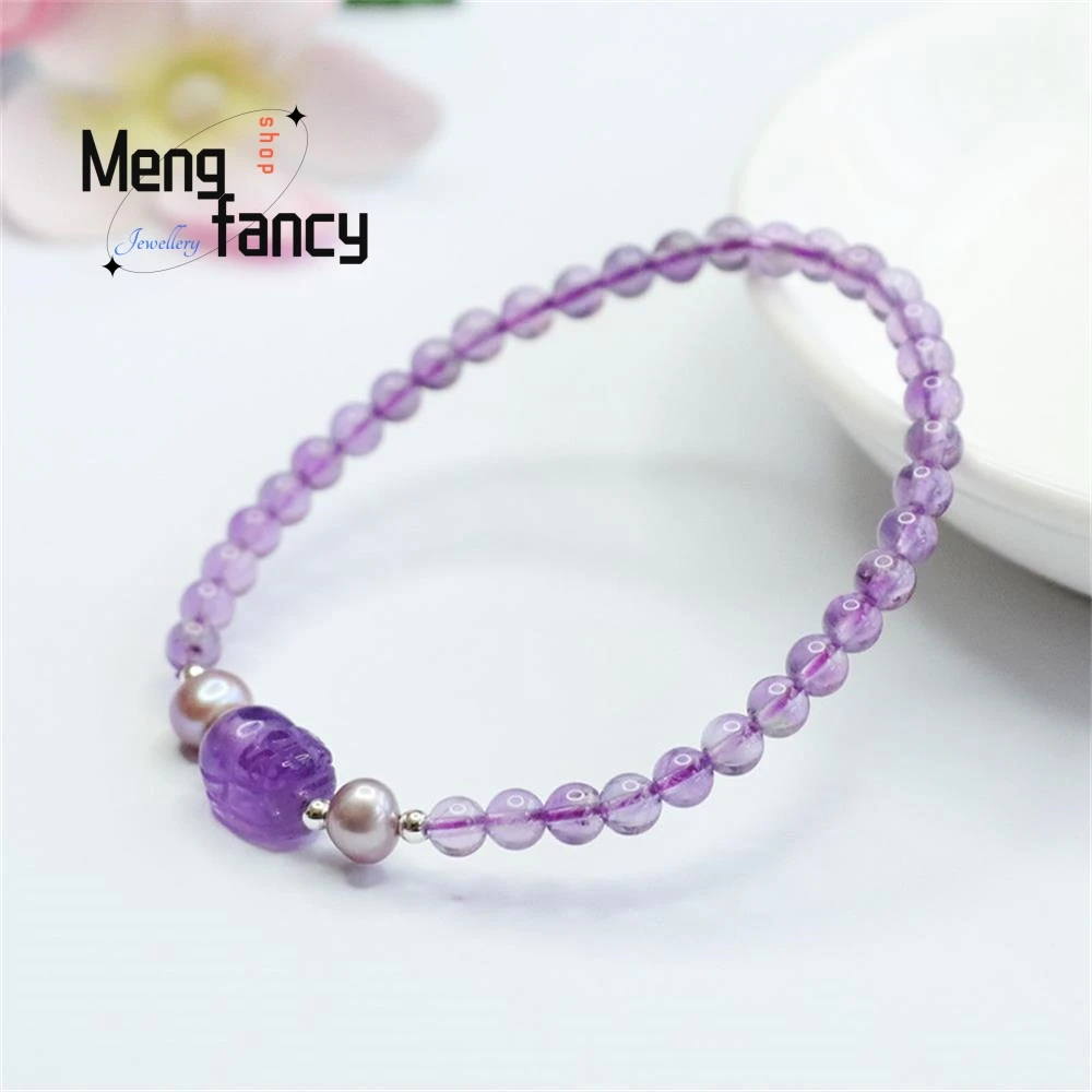 

Natural Amethyst Pixiu Exquisite Bracelet Colourful Treasure Hand Exquisite Fashion Fine Jewellery Sexy Young Girls Holiday Gift