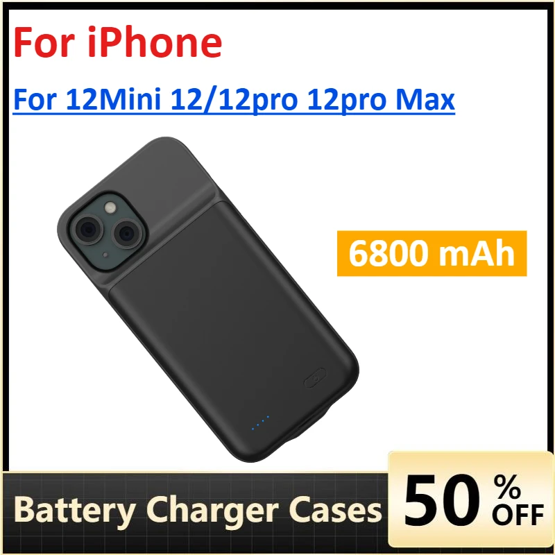

6800mAh Battery Charger Case for IPhone 12Mini 12/12pro 12pro Max Smart Power Bank External Charging Cover