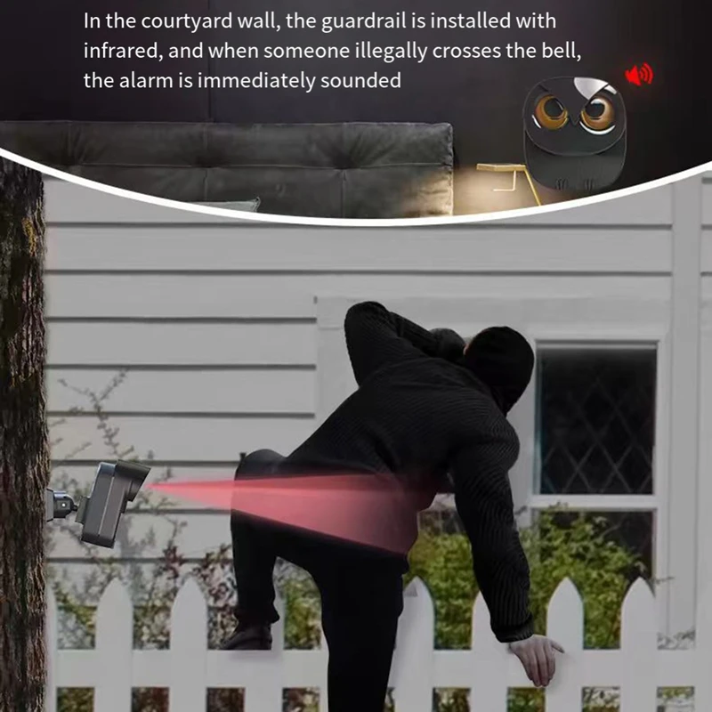 B37B-Wireless Driveway Security Alarm PIR Motion Detector Garage Welcome Burglar Alarm Secure System Patrol EU Plug