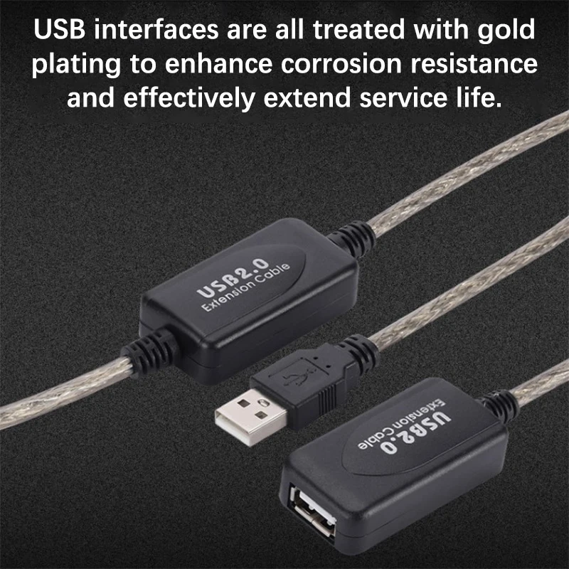 كابل تمديد USB من ذكر إلى أنثى ، موسع USB ، سلك مكرر مع معزز ، 5 م ، 10 م ، 15 م