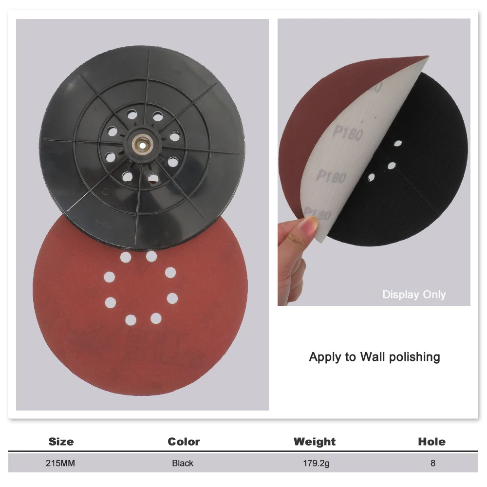 9 Inch 8 Hole Soft Hard Drywall Sanding Pad Backing Plate Hook and Loop Replacement Sander Pad for 9