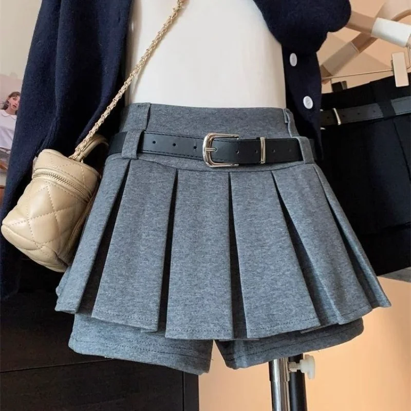 2025 Autumn and Winter Women's New Stitched Zipper High Waist Fashion Solid Color Slimming A-Line Skirt