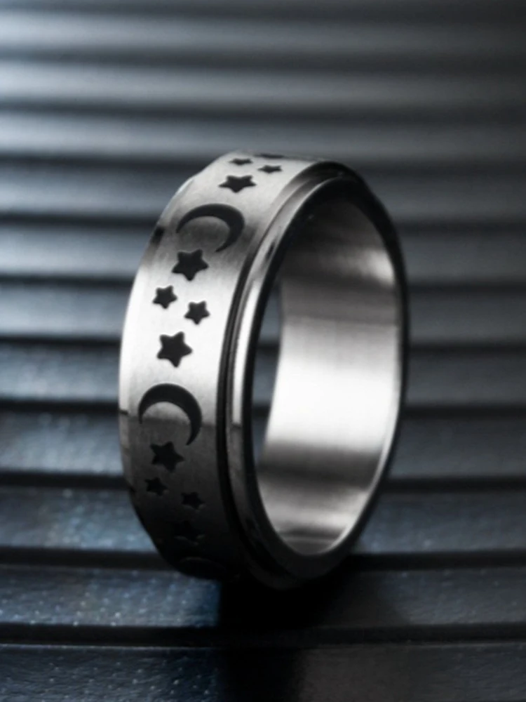 Fashion Jewelry Accessories Star Moon Stainless Steel Rings for Women Hip Hop Rock Unisex Finger Ring Punk Gift