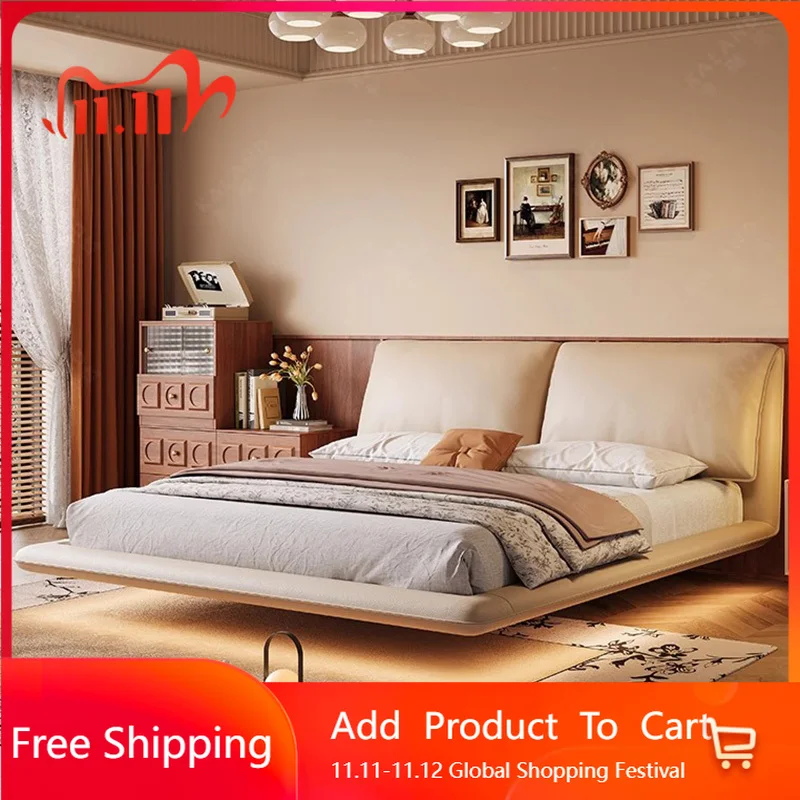 

Sleeping Platform Massage Bed Frame Double Luxury Bedroom Bed Girls Full Space Saving Safe Letto Matrimoniale Modern Furniture