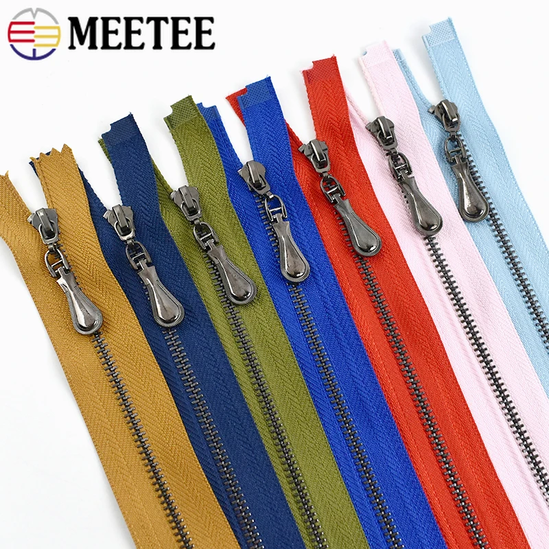 

5Pcs GunBlack 3# Metal Zippers 15-70cm Close/Open-End Zip Closure Bag Jacket Clothes Zipper Repair Kits DIY Sewing Accessories