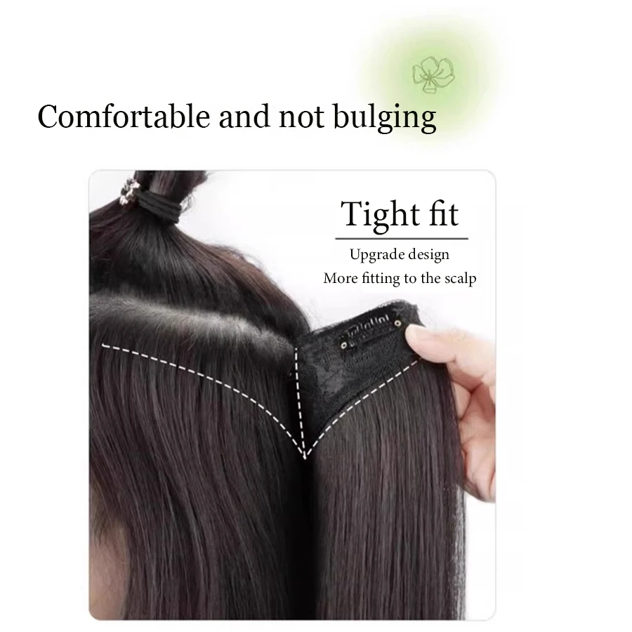 Extensiones de Cabello sintético en forma de V para mujer, 4 clips, largo, Micro rizado, peinado, 50CM, cabello falso Natural, Ev