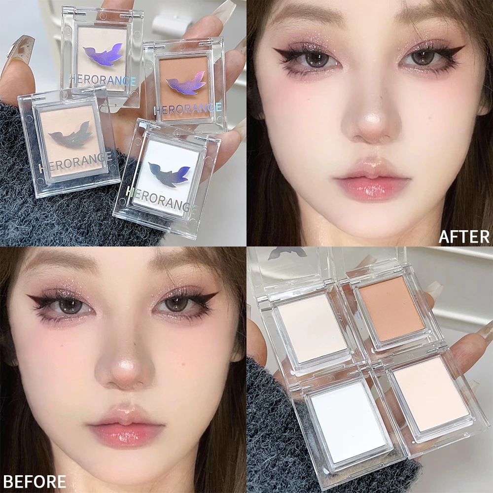 4 Colors Matte Highlight Palette Facial Brighten High Gloss Repair Contour Setting Powder Eyeshadow Blush Korean Makeup Cosmetic