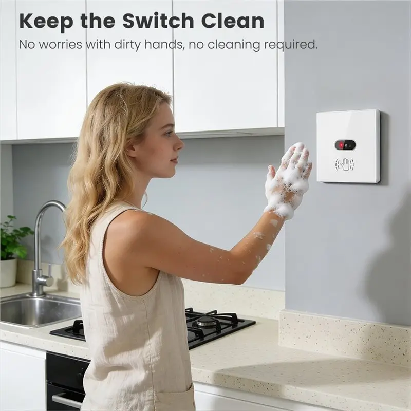 DT51 Tuya WiFi Smart Switch No Touch IR Motion Sensor, Wave Sensing Light Switch US Plug White