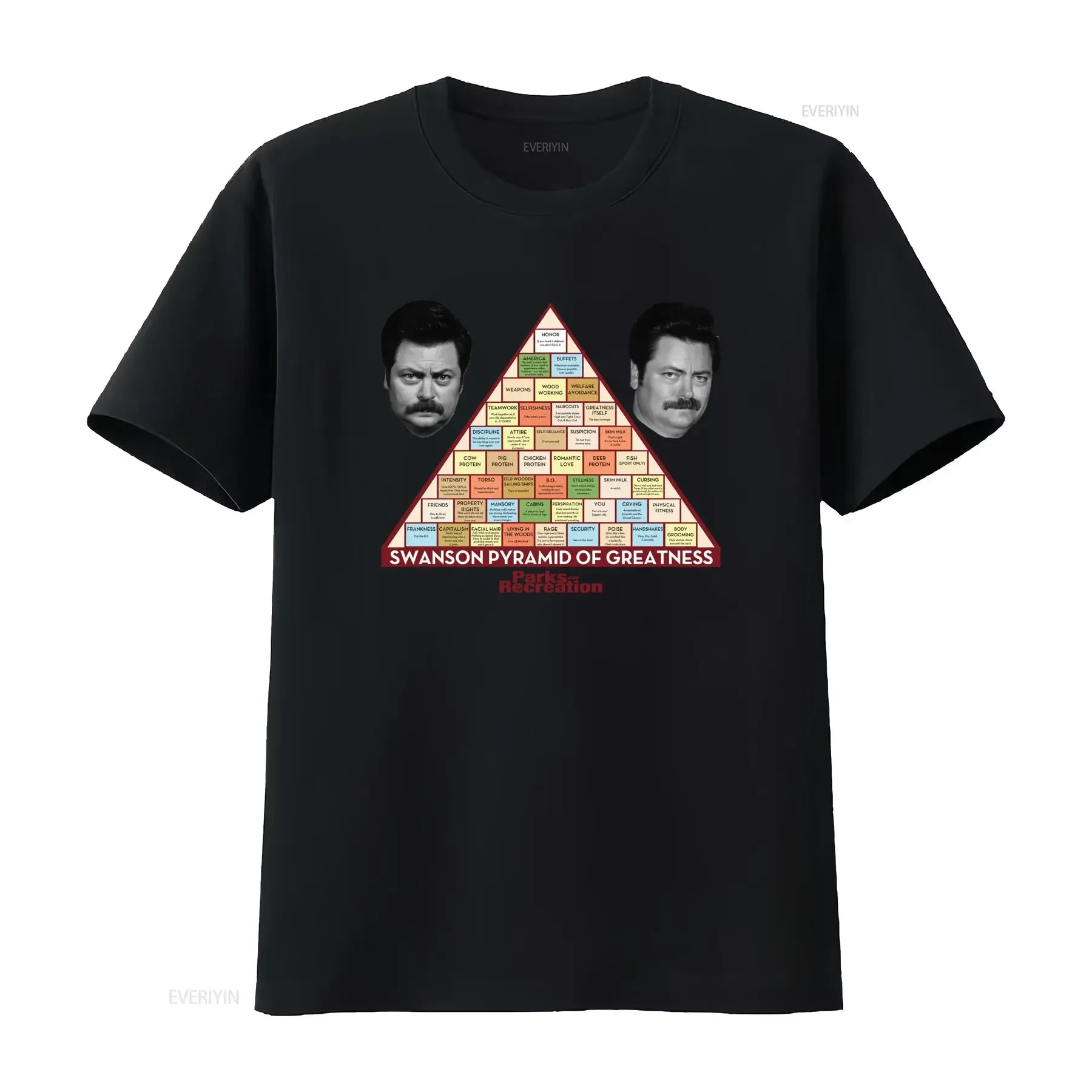 Men's Parks and Recreation Swanson Pyramid Of Greatness T Shirt Unique Design for Fans vintage Washed designer clothes