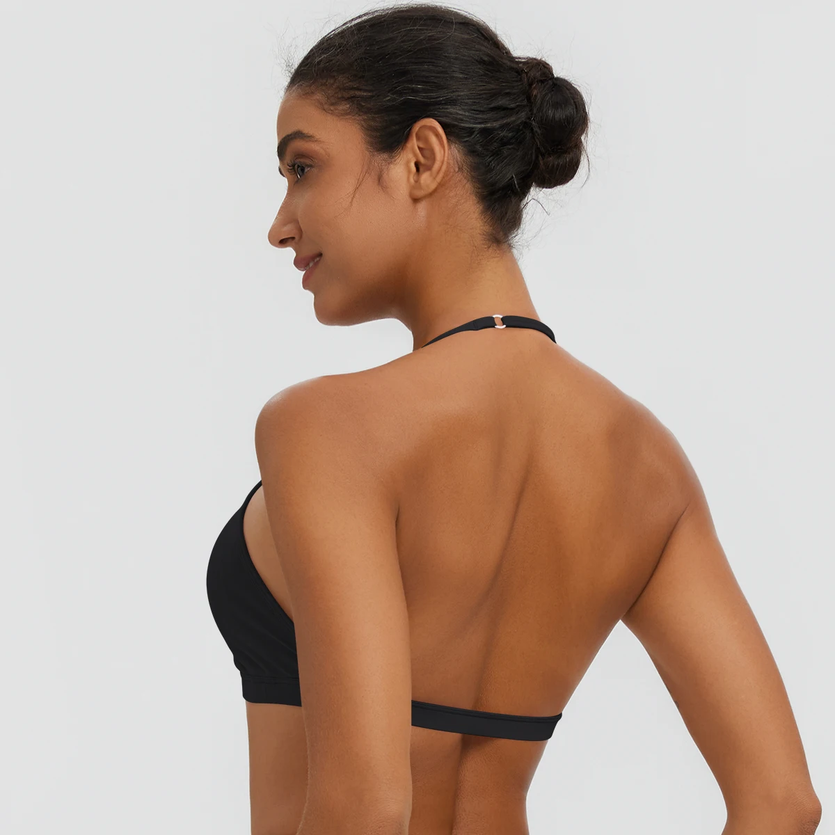 Damen-Sommer-Tanktops, einfarbig, mit Raffung, Yoga-BH, sexy, schöner Rücken, dünne Schulterträger, Sport-BH, Fitness-BH, Lauf-BH – Detail 9