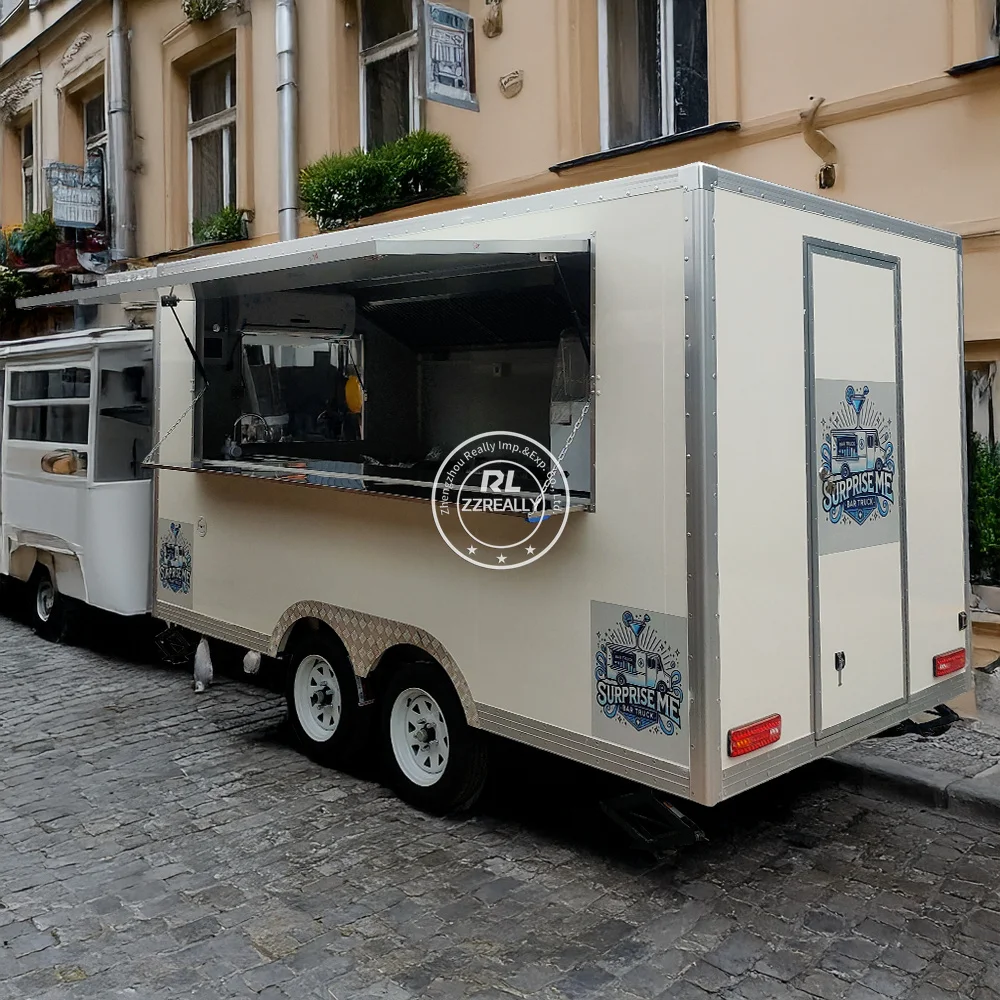 USA Food Truck with Full Kitchen Bbq Food Trailer with Porch Fully Equipped Custom Food Truck With camper car accessories