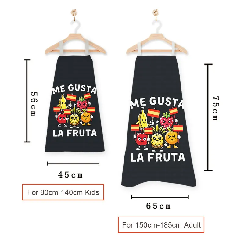 Me Gusta La Fruta España Print Cooking Aprons I Like Fruit Linen Pinafore Household Cleaning Clothing BBQ Chef Kitchen Apron