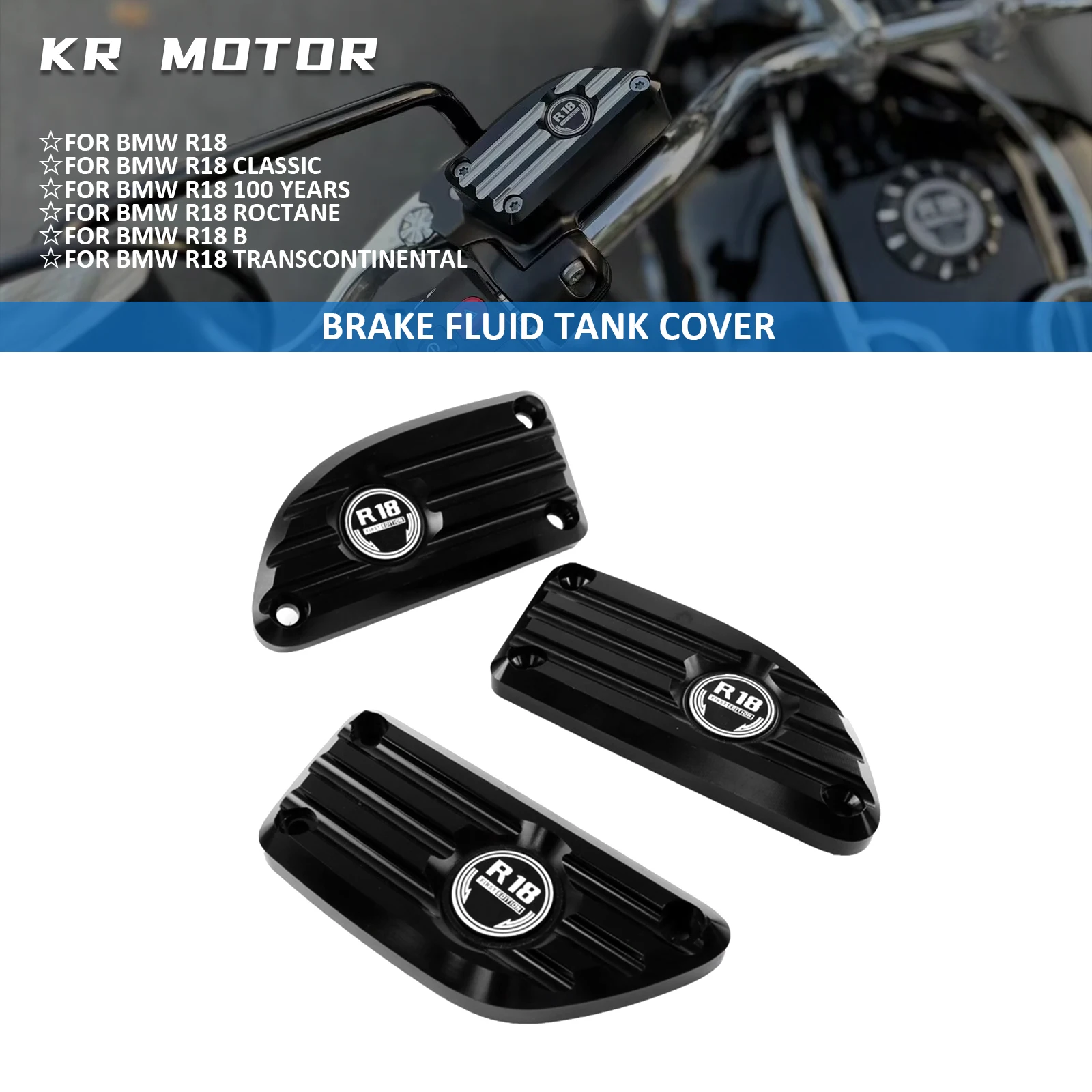 

Fits For BMW R18 Classic 100 Year R18B R18 B Roctane Transcontinental Brake Fluid Tank Cover Clutch Oil Pump Reservoir Protector