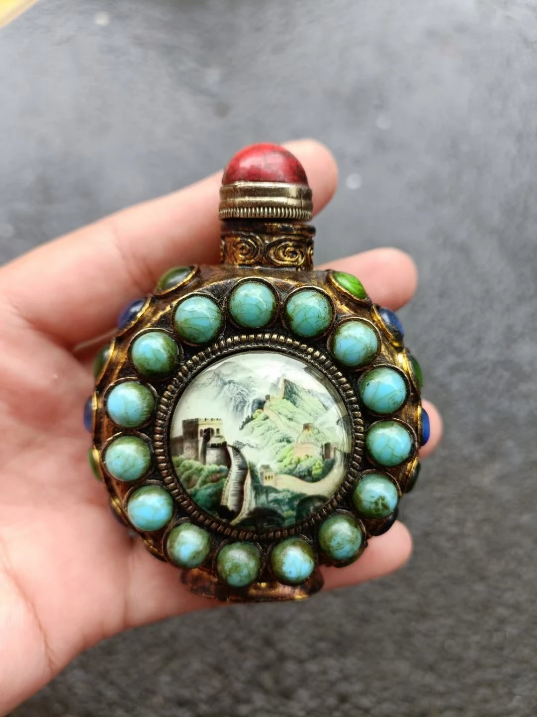 vintage Old Peking Snuff Bottle decorations Inlaid gem Ornaments gifts box Barons Pets peking fine gift hobby collect