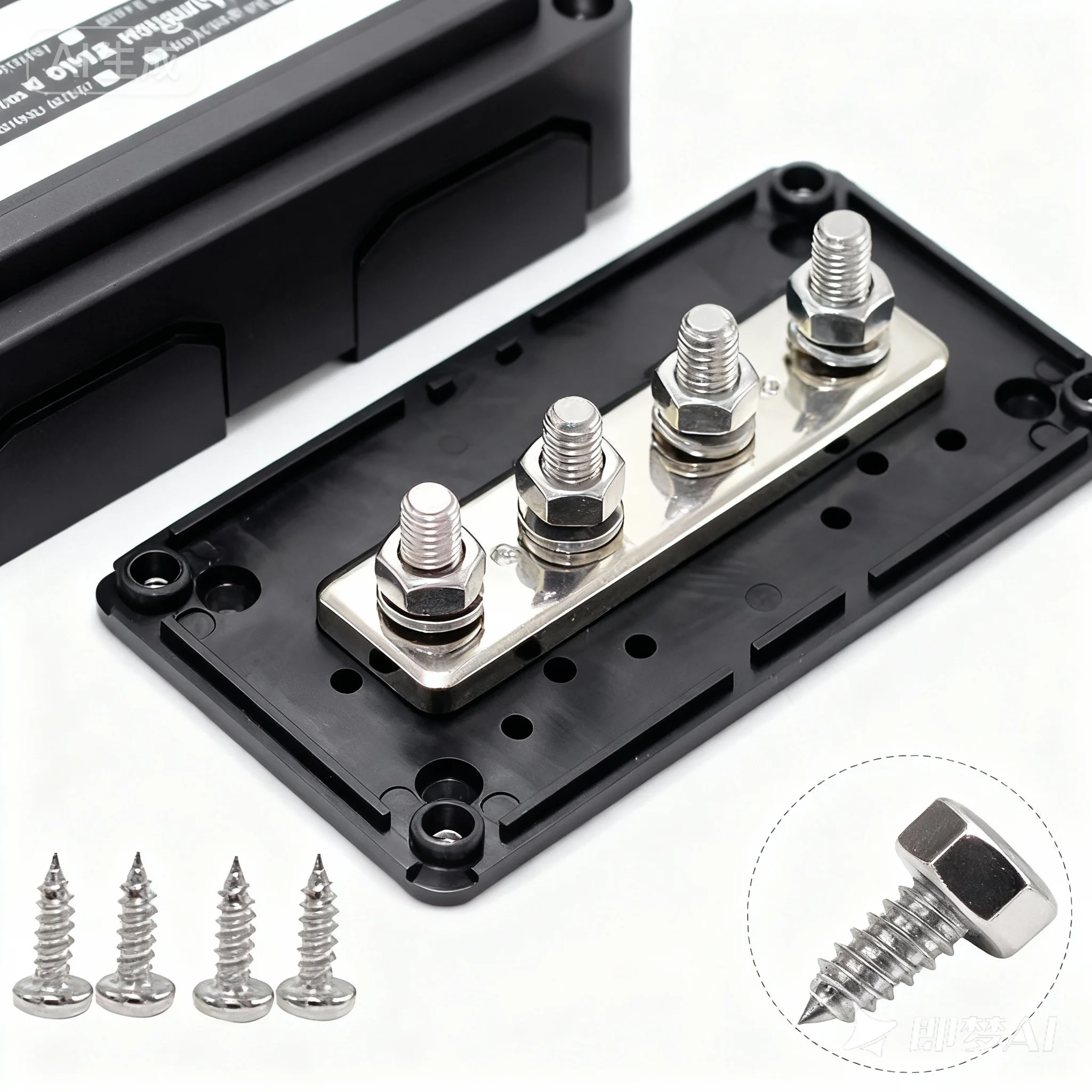 12 Volt Pure Copper Power Distribution Block Splitter Boat Auto-4 Way 4/8/10 Gauge Input/Output 0/2/4 AWG Crimp Terminal for Car
