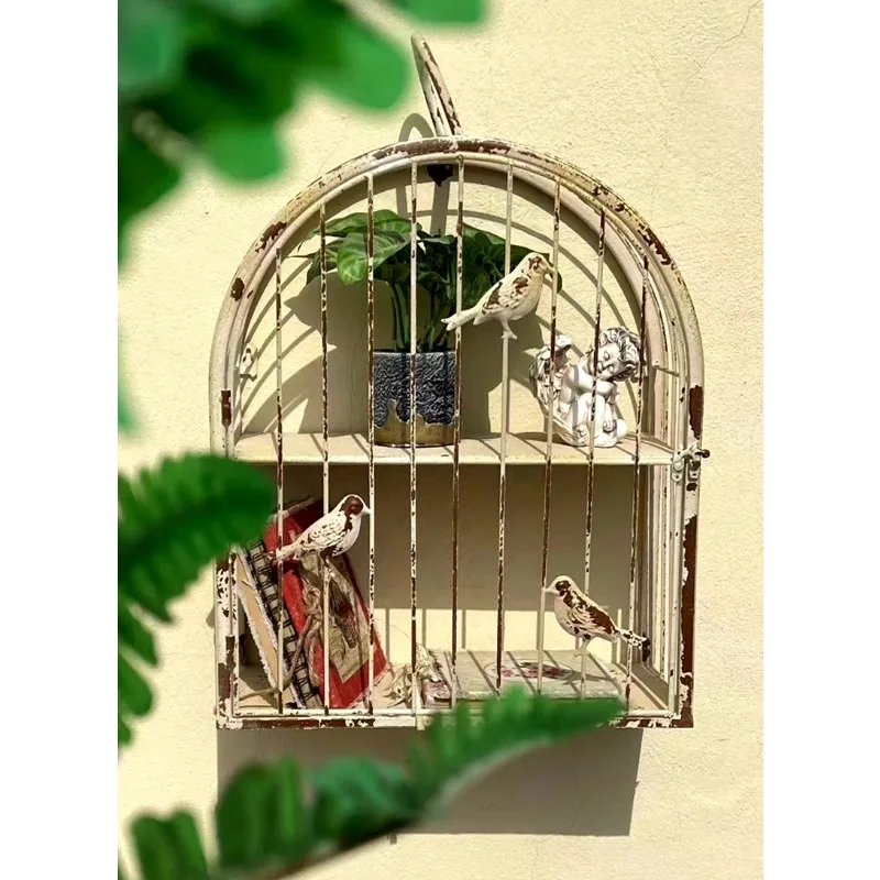 

wrought iron bird cage wall decoration creative home living room wall hanging storage rack wall decoration three-dimensional