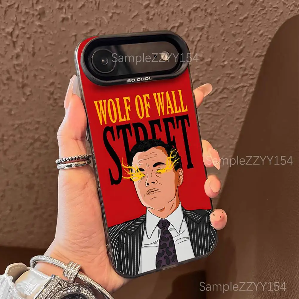 حافظة هاتف W-Wolf Of Wall Street لهاتف iPhone 17,16,15,14,13,12,X,8,Pro,Max,Plus,E,SE4,Air,Mini Black IMD Matte
