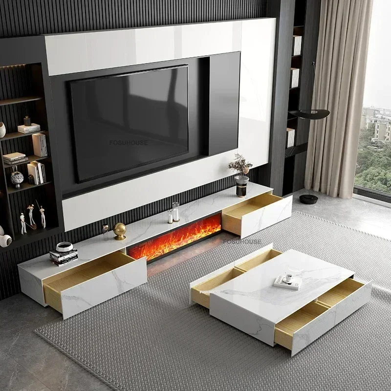 Luxury Fireplace Slate TV Stands Decor TV Cabinet Home Living Room Furniture Embedded Simulation Flame Electronic Fireplace a
