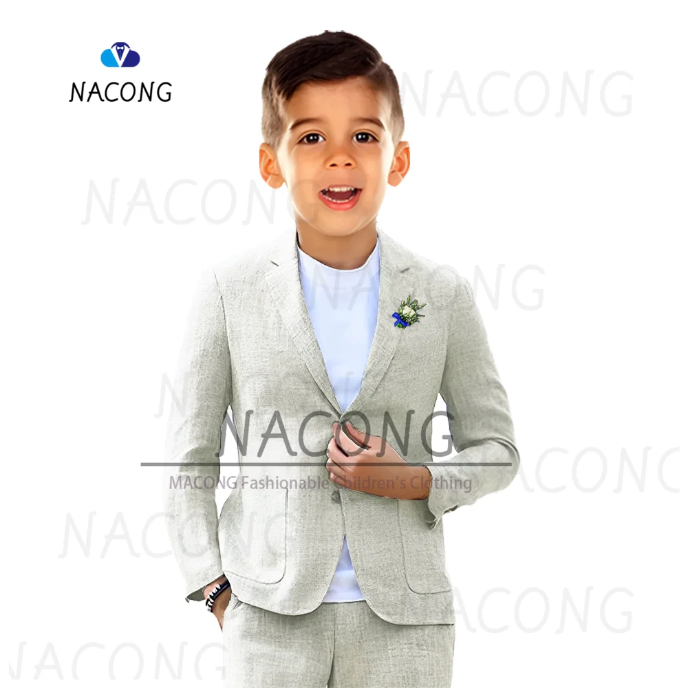 Boys Suit Summer Linen Tuxedo Wedding Party Two-piece Children's Suit Jacket