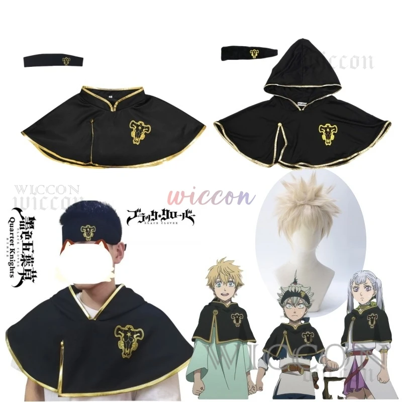 

Anime Black Clover Asta Yuno Cosplay Wig Cloak Black Bull Shawl Headband Cosplay Costume Man Top Cloak Halloween Costumes