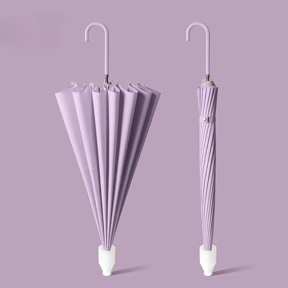 

Waterproof 16 Bone Long Handle Umbrella Small Fresh Solid Color Umbrella With Waterproof Sleeve Creative Long Straight Umbrellas