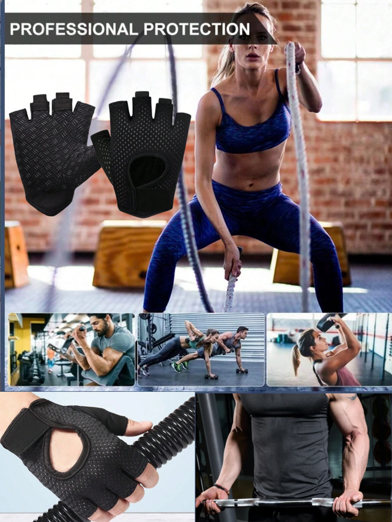 1 Paar atmungsaktive, ultraleichte Gewichtheberhandschuhe, Unisex, vollständiger Handflächenschutz, Fitness-Trainingshandschuhe, geeignet für Fitnessstudio, Radfahren