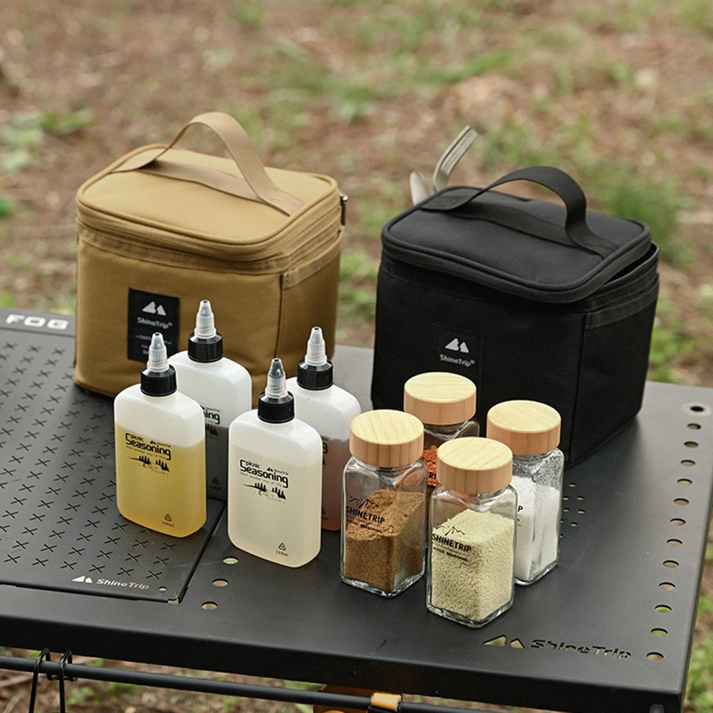 

Seasoning Bottle Set Storage Bag Portable Sealing Oil Bottle Combination Set Reusable Picnic Pouch Travel BBQ Camping Supplies