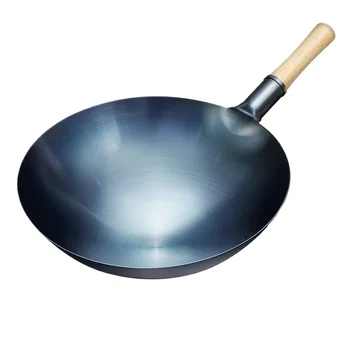Carbon Steel Wok,12.6" Round Bottom Woks Pan Uncoated Nonstick Pot,Pre-Seasoned Chinese…