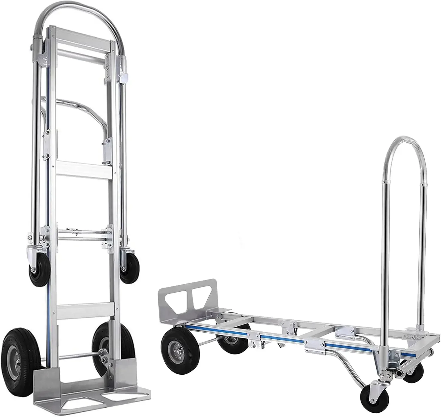 Aluminum Hand Truck, Industrial Convertible Hand Truck Dolly Large Size, Utility Cart Converts from Hand Truck to Platform Cart